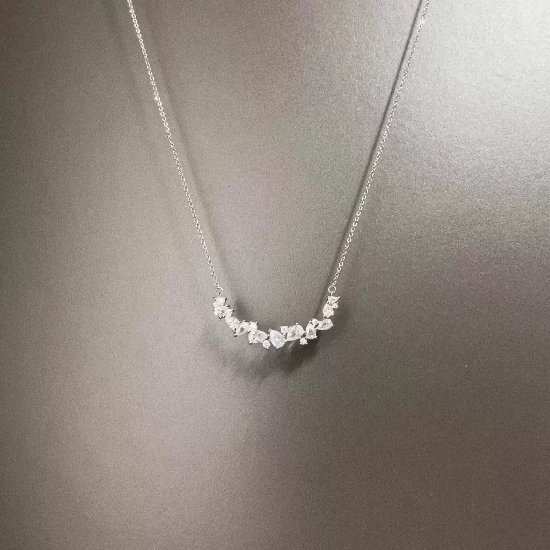 Vintage Zircon wisteria flower necklace