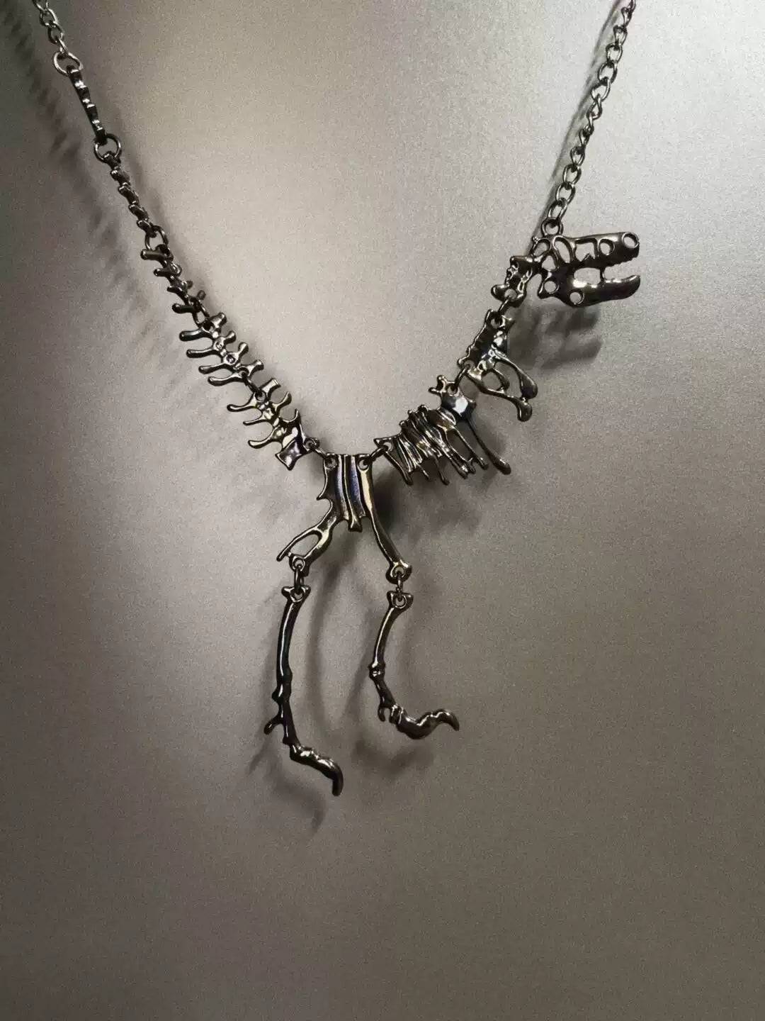 Vintage Dragon Skeleton Necklace