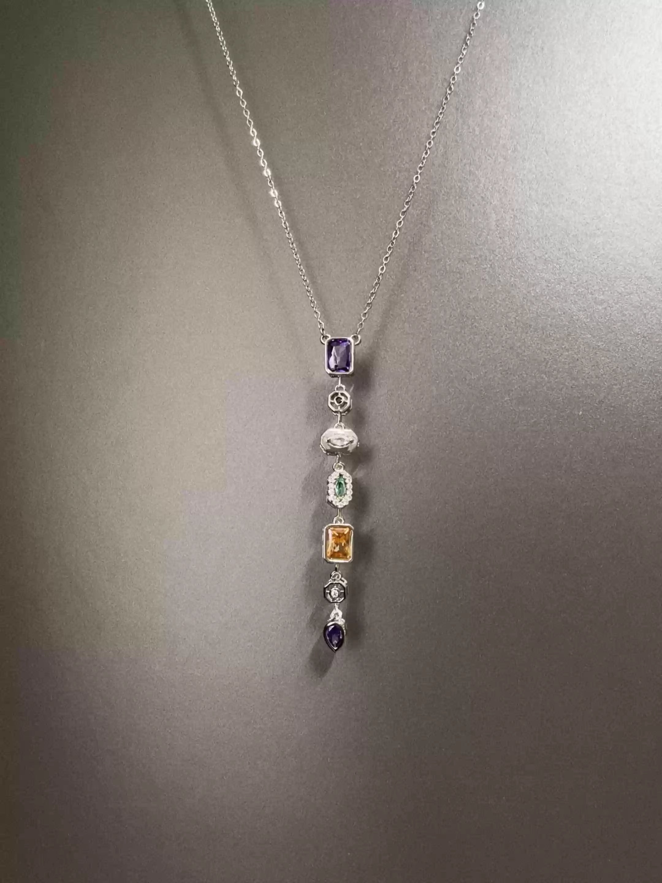 Vintage Zircon Waterfall Necklace