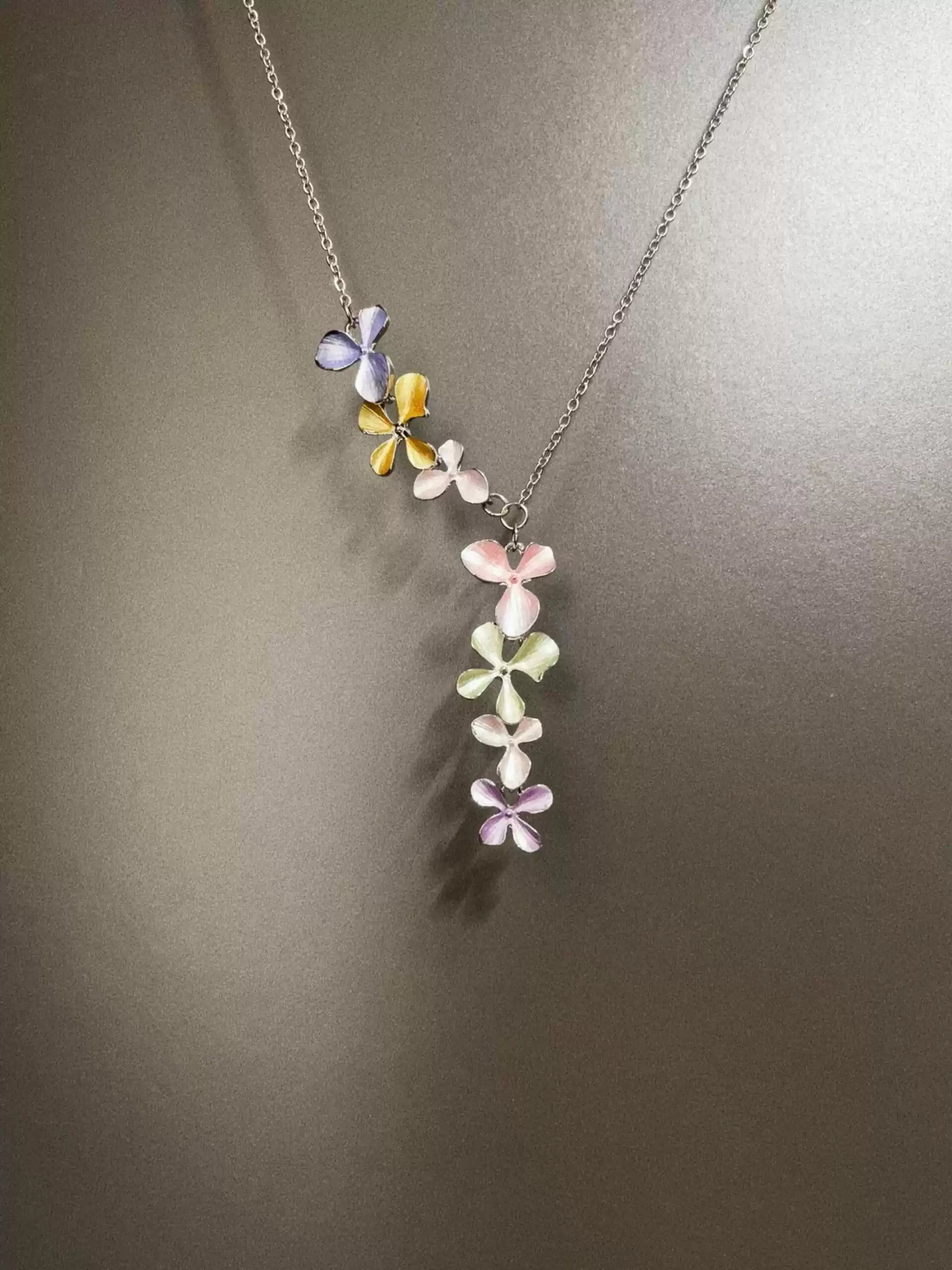 Vintage Colorful-plated Flowers Necklace