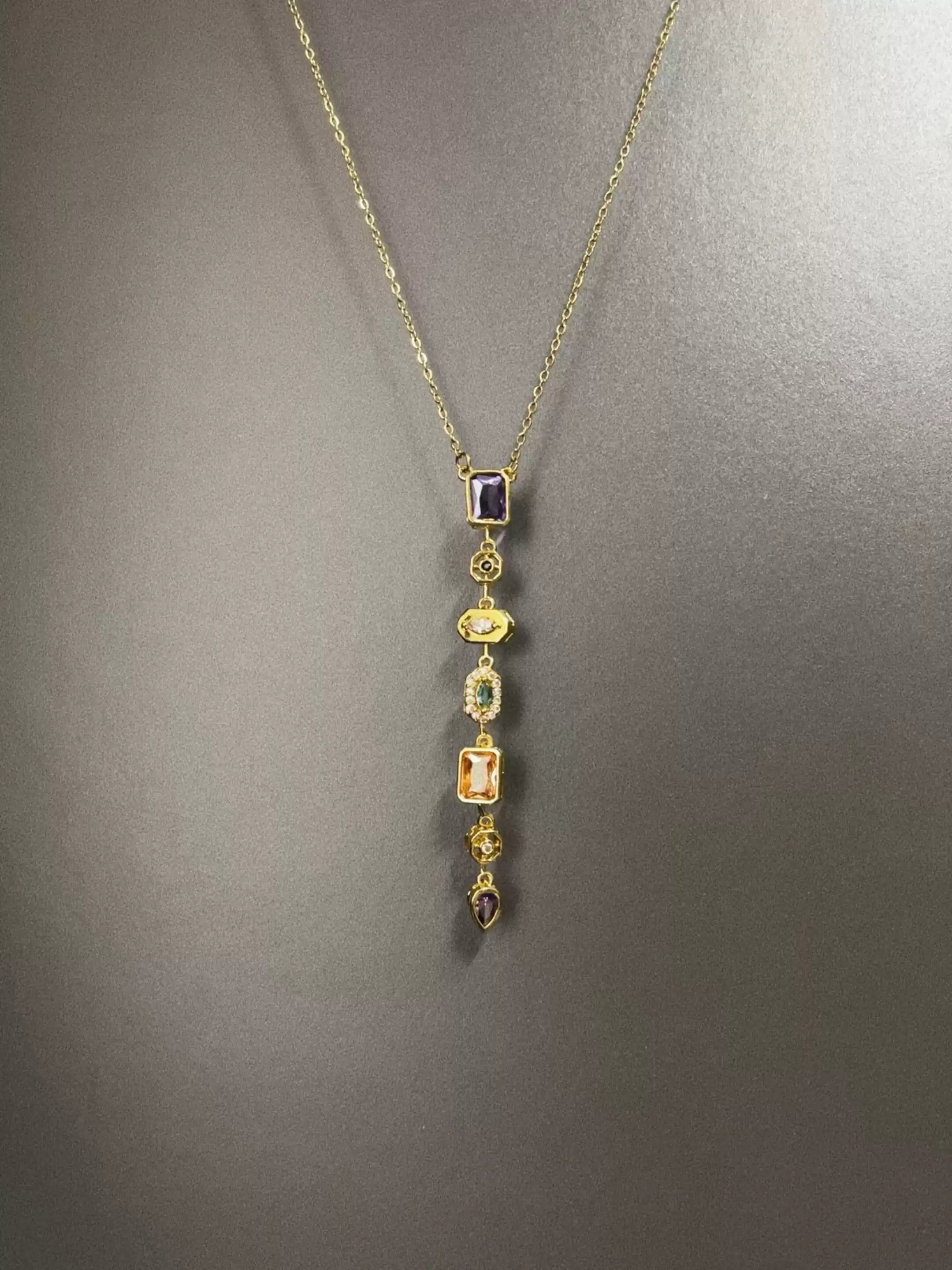 Vintage Zircon Waterfall Necklace