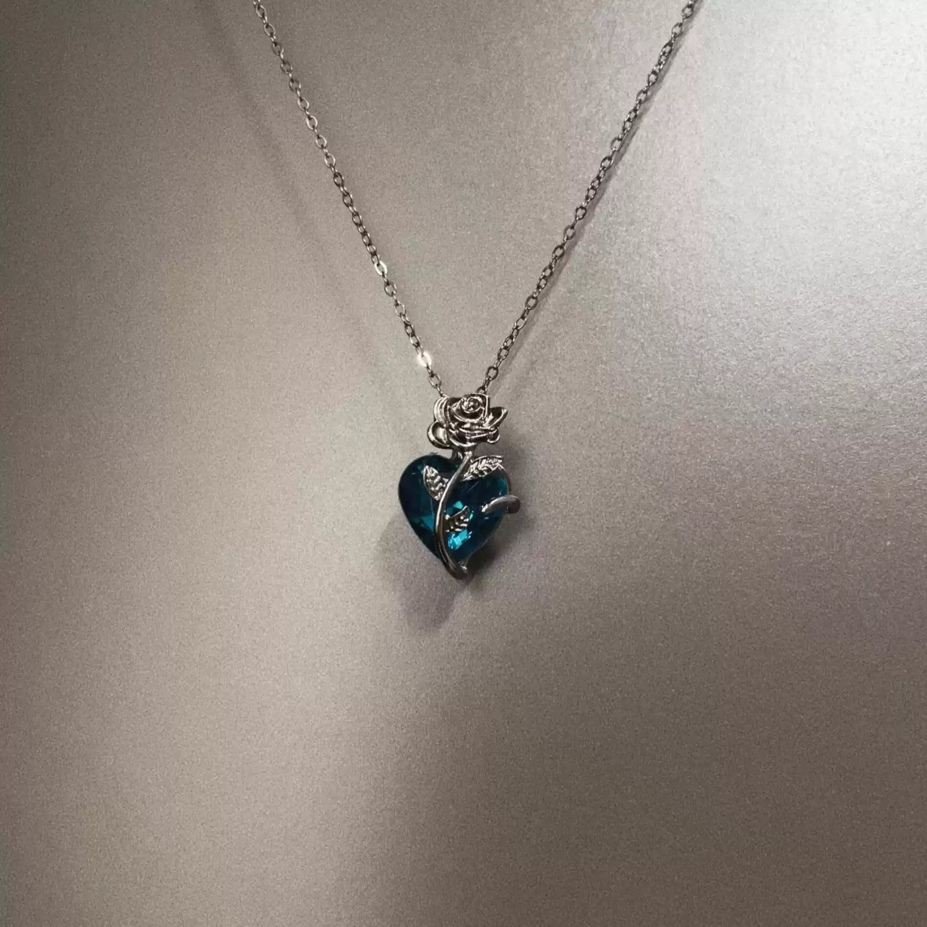 Vintage Black Gun Rose Necklace