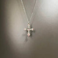 Vintage Pink Heart Cross Necklace