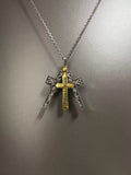 Vintage Iris cross open necklace
