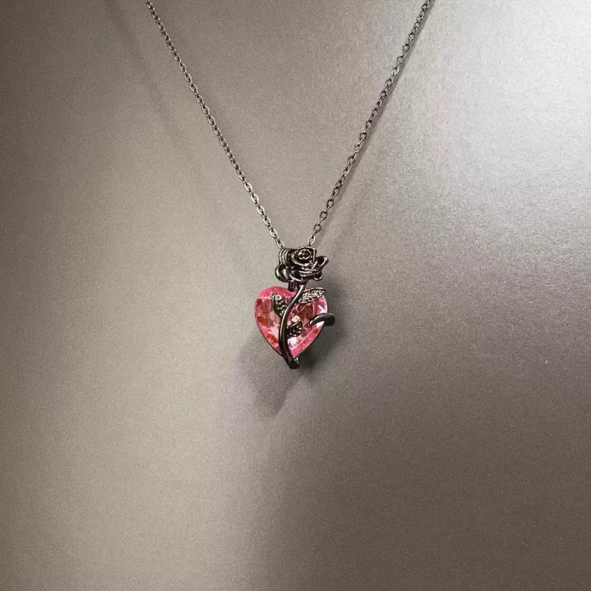 Vintage Black Gun Rose Necklace