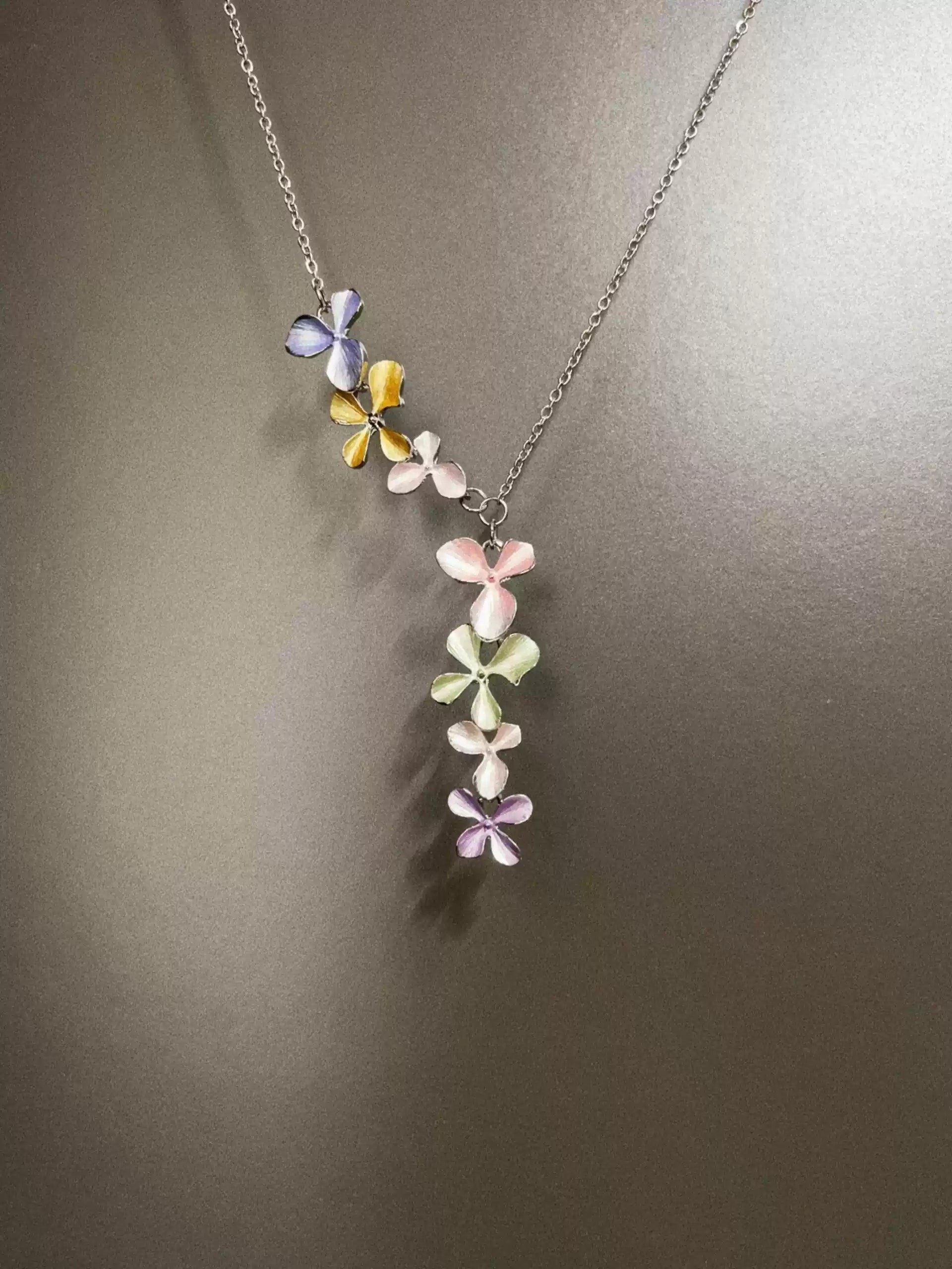 Vintage Colorful-plated Flowers Necklace