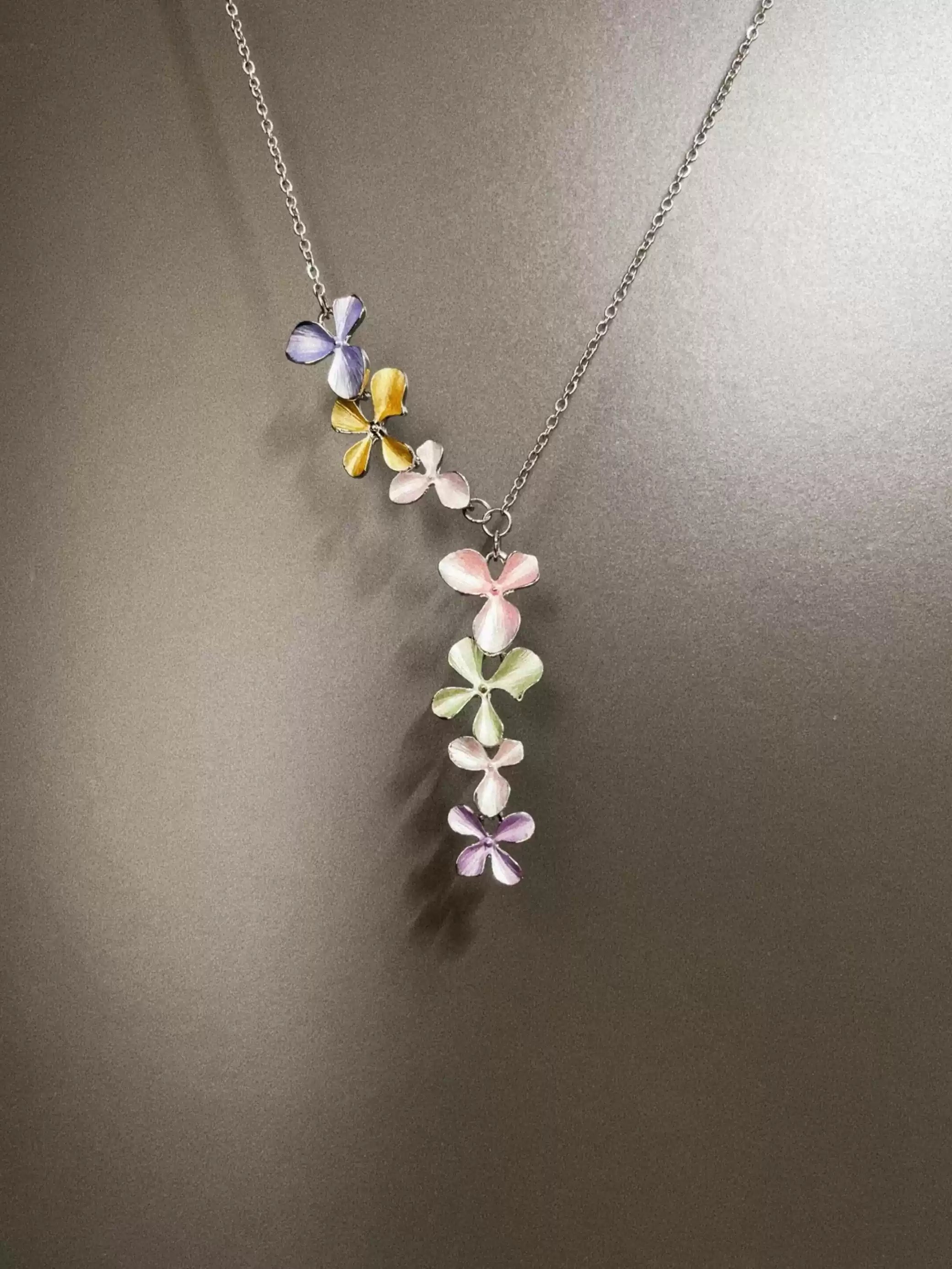 Vintage Colorful-plated Flowers Necklace