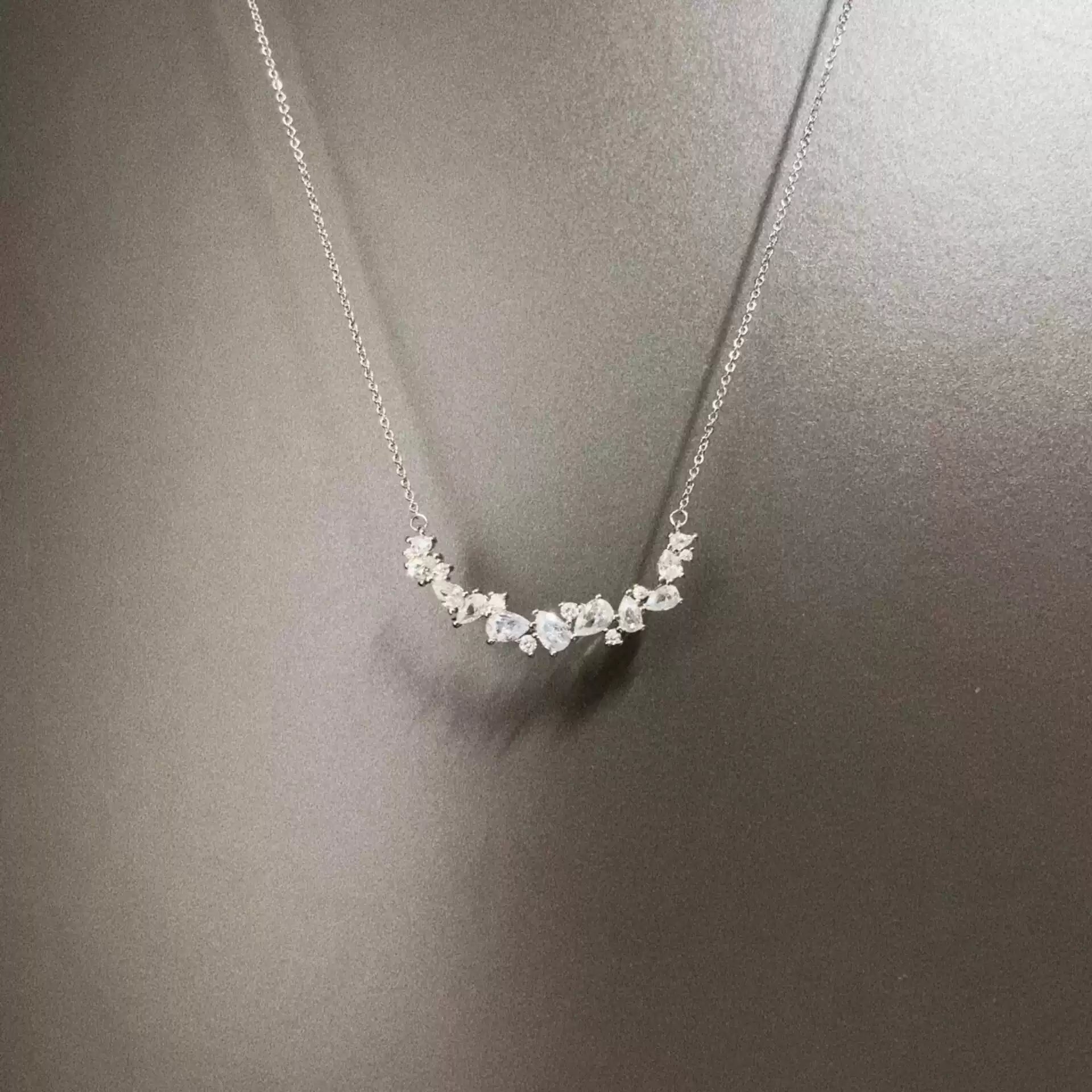 Vintage Zircon wisteria flowerl necklace